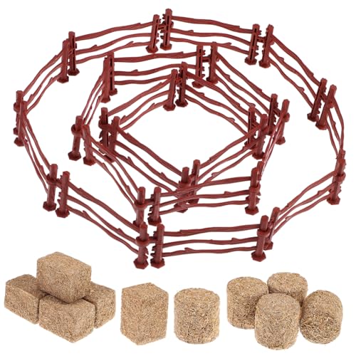JOINPAYA Miniatur Spielzeugzaun für Bauernhofspielzeug 50 Stück Kunststoff Zäune Kleiner Heuballen Zubehör Robust und Tragbar für Kinder von JOINPAYA