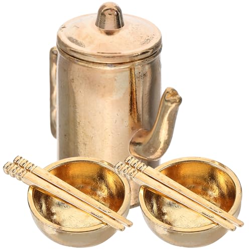 JOINPAYA Miniatur-geschirrset Für Puppenhäuser – Realistische Mini-schüsseln Essstäbchen Und Wasserkocher Für Die Puppenhausküche von JOINPAYA