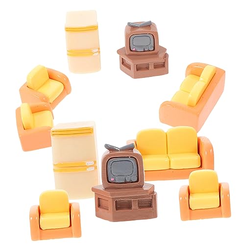 JOINPAYA 1 Satz Miniaturfernsehmodell Puppenhaus Kleines Sofa Mini-Sofa-Modell Miniatur-tv-Foto-Requisite Miniatur-Sofa-Modell Kleines Doppelsofa Mini-Fernseher Minisofa Kunstharz von JOINPAYA