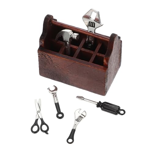 JOINPAYA 1 Satz Puppenhaus-Werkzeuge Mini-werkzeugkoffer Kleines Werkzeug Und Koffer Miniatursachen Miniaturwerkzeuge Kleines Haushaltswerkzeug Mini- -Tool-kit Black Hölzern von JOINPAYA