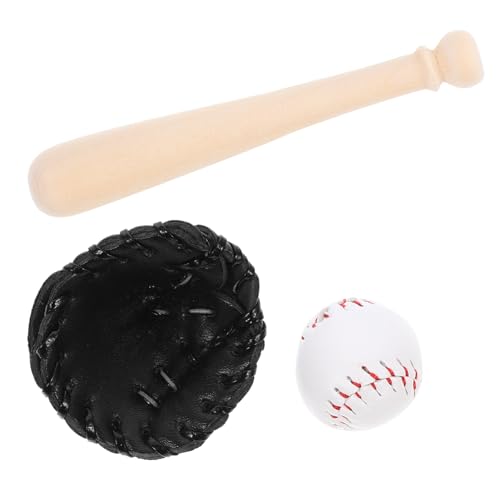 JOINPAYA 1 Satz Puppenhaus-sportartikel Baseballhandschuh Bausatz Schläger Mini Handschuhe Bälle Baseball Weicher Ball Rollenspielzubehör Puppenzubehör Rollenspielset Black Leder von JOINPAYA