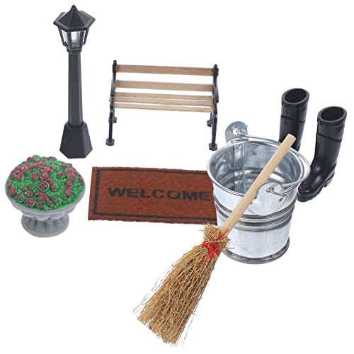 JOINPAYA 1 Satz Puppenhausdekoration Kleine Gartenbänke Simulationslampe Kleine Parkmodelle Miniaturornament Mini-Park-Modell Mini Parkbank Modelle Von Miniaturparks Holz von JOINPAYA