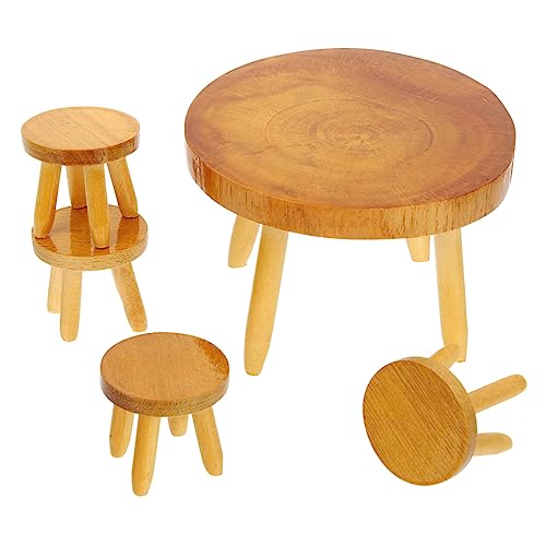 JOINPAYA 1 Satz Puppenstubentisch Und Stühle Miniatur-hausmöbel Miniaturmöbel Miniaturstühle Miniatur-tischstühle Mini-Tisch Miniaturtisch Puppenmöbel Winzige Hausmöbel Mini Möbel Bauholz von JOINPAYA