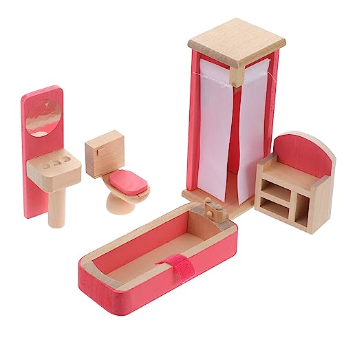 JOINPAYA 1 Satz Rosa kleine Möbelspielzeuge kinderzimmer zubehör Party mitgebsel Lernspielzeug zabawki stymulujące rozwój Bad Accessoires Holzspielzeug Mini-Hausdekoration hölzern von JOINPAYA