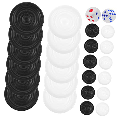 JOINPAYA 1 Set Backgammon-stücke Aus Kunststoff Schwarz-weiß Schachbrett-Set Für Jungen Und Mädchen Brettspiel-zubehör Runder Ersatz von JOINPAYA