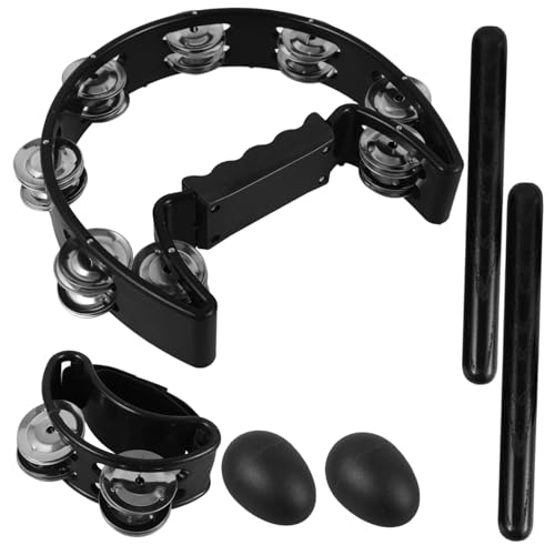JOINPAYA 1 Satz Schlagzeug-Instrumenten-Set Glocke Zittern Kind Shaker Musikinstrument für Musiker musikinstrumente Trommel Tamburin-Requisiten Musik Requisiten Rostfreier Stahl Black von JOINPAYA