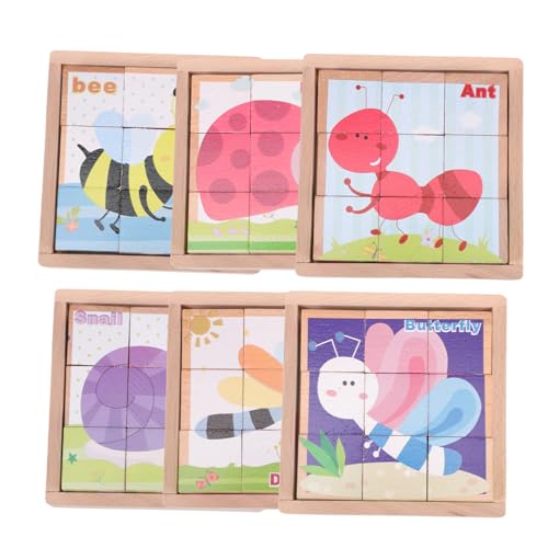 JOINPAYA 1 Satz Sechsseitige Malbausteine Cartoon-rätsel Puzzle-Block Kreatives Rätsel Bildungsspielzeug Kinderpuzzle Lustiger Puzzleblock Kinderspielzeug Bildungsrätsel Cartoon-Puzzle Holz von JOINPAYA