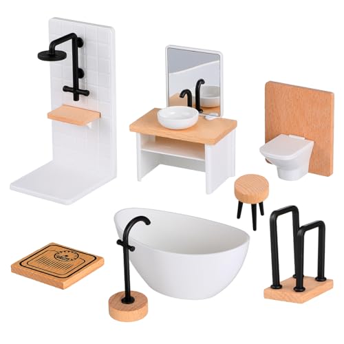 JOINPAYA 1satz Miniatur Badezimmermöbel Set Für Puppenhaus Teilig Und Kunststoffmaterial Badewanne Waschbecken Toilette Für Puppenhaus Zubehör Kreatives Spielzeug von JOINPAYA