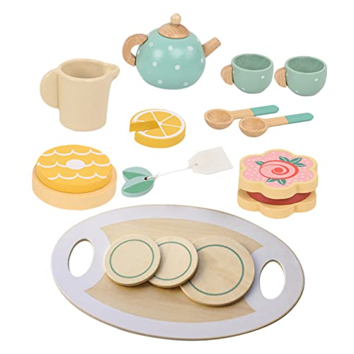 JOINPAYA 1 Satz Spielset für Mädchen Holz Tee Set mit Zubehör für Fantasievolle Teepartys Sicheres und Kreatives für Geburtstagsfeiern und Lernspiele von JOINPAYA