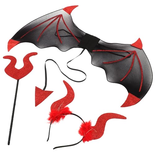 JOINPAYA 1 Satz Teufelsflügel Unsichtbarkeitsumhang Teufel Kostüme Festivalflügel Mantel Schläger Halloween schminke Halloween Make up Teufel Kostüm Requisit Halloween -Dekoration Stoff rot von JOINPAYA