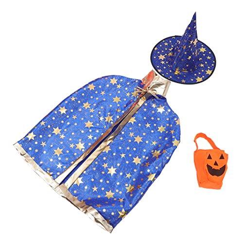 JOINPAYA 1 Satz Umhang für Halloween umhang Halloween deko Halloween- deko Vampire Costume Masken Hexenumhang mit Hut Hexenmantel mit Hut Hexenmantel für mit Hut Satin Blue von JOINPAYA