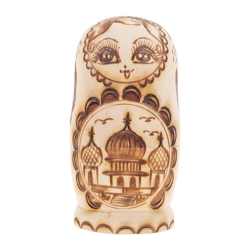 JOINPAYA 5-lagiges Brandmalerei-Relief Russische Nesting Dolls Spielzeug für Jungen und Mädchen Geschenkset Unvollendete Hölzerne Matrjoschka-Puppen von JOINPAYA