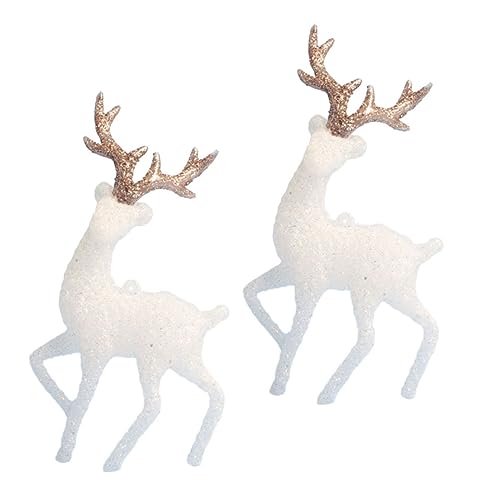 JOINPAYA 1 Satz Weihnachtsminiaturen Dekorativ Reh Ornament Klein Dekoration Cute Decor Weihnachtsbasteln Car Decoration Glänzende Hirschverzierungen Partyzubehör Plastik Weiß 2 Stück von JOINPAYA