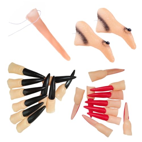 JOINPAYA 1 Satz gefälschte Halloween-Nagel halloween schminke halloween make up Kostümzubehör-Set halloween nail art Halloween-Make-up halloween scherzartikel falsche Nase Gummi von JOINPAYA