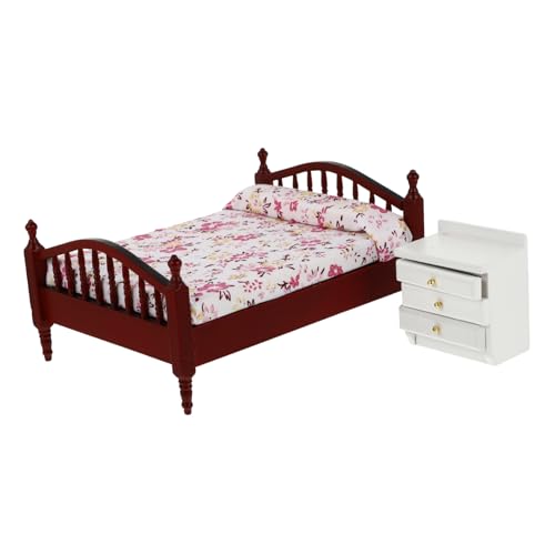 JOINPAYA Puppenhaus Miniatur Doppelbett Nachttisch 112 Maßstab Miniatur Home Decor JOINPAYA Puppenhaus Miniatur Doppelbett Nachttisch 112 Maßstab Miniatur Home Decor von JOINPAYA