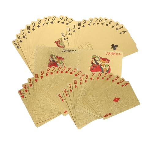 JOINPAYA 1 Schachtel Spielkarten Mit Goldfolie Kartendeckhülle Kartenspiele Spielkartenhalter Luxus-Spielkarten Wasserfeste Pokerkarten Neuartige Spielkarten Kartenhülle Golden Das Haustier von JOINPAYA