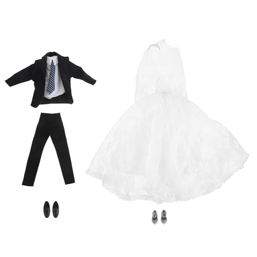 JOINPAYA 1 Set Braut Puppenkleidung Zubehör Hochzeitskleid mit Schuhen Brautkleid Bräutigam Abendparty Outfit für Jungen Mädchen Puppe Geburtstag Kinder von JOINPAYA