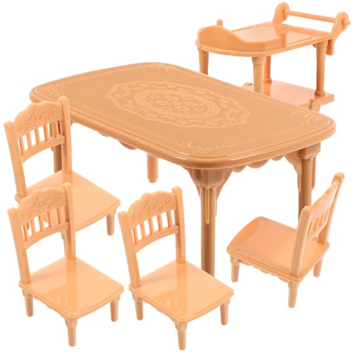 JOINPAYA 1 Set Dollhouse Tisch Und Stühle Spielzeughaus Puppe Möbel Miniatur Möbel Puppe Esstisch Doll Mini Möbelpuppe Winzige Tisch Miniaturstühle Plastik von JOINPAYA