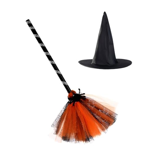 JOINPAYA 1 Set Halloween Hexe Hut Besen Kit Cosplay Requisiten Halloween Partei Liefert JOINPAYA 1 Set Halloween Hexe Hut Besen Kit Cosplay Requisiten Halloween Partei Liefert von JOINPAYA