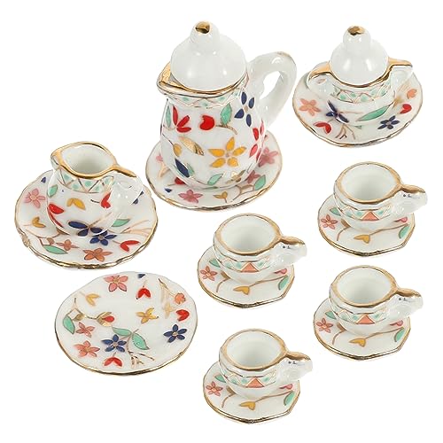 JOINPAYA 1 Set Mini Geschirrset Aus Keramik Modellhaus Miniaturbehälter Kleine Marken Zubehör Teesieb Spielzeugdeckel Mini Teetassen Wichtel Kleines Auto Keramik von JOINPAYA