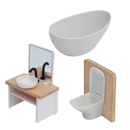 JOINPAYA 1 Set Miniatur-Badezimmer für Puppenhäuser: Realistische Mini-Möbel – Möbel im Maßstab 1:12, Puppenzimmer, Toiletten- und Waschbecken-Dekoration von JOINPAYA