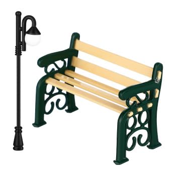 1satz Mini Parkbank Mit Straßenlaterne Exquisite Miniaturmöbel Für Puppenhäuser Und Miniaturgärten Für Kreative Dekoration Und Szenenlayout von JOINPAYA