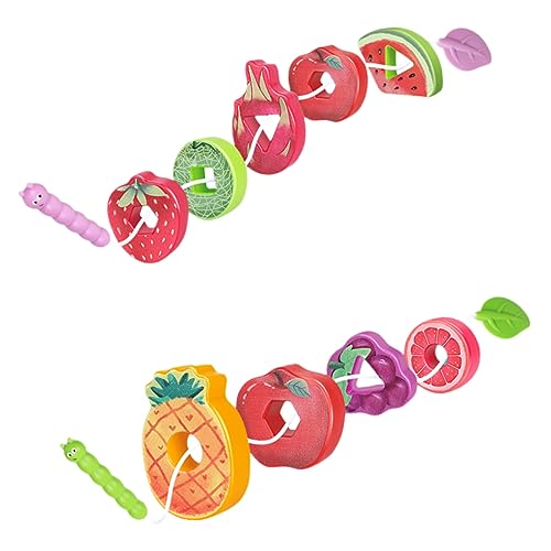 JOINPAYA 1 Set Obst Blocks Fädelspielzeug Für Kleinkinder Lustiges Perlenfädeln Mit Cartoon Früchten Lernspielzeug Zur Der Feinmotorik Und Kreativität von JOINPAYA