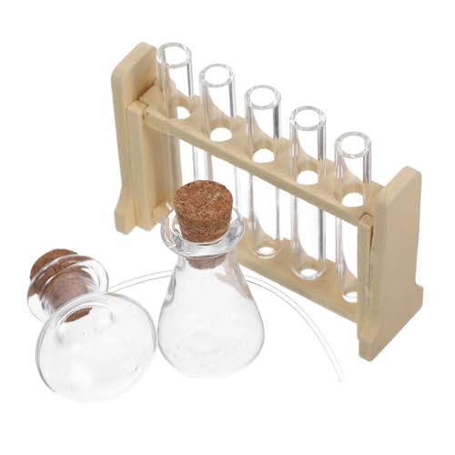 JOINPAYA 1 Set Simulation Experiment Reagenzglasständer Puppenhaus Tank Basketball Bälle Miniatur Technologie Becher Zappeln Artikel Kit Rohre Reifen Dichtungsmasse Spiel Khaki Glas von JOINPAYA