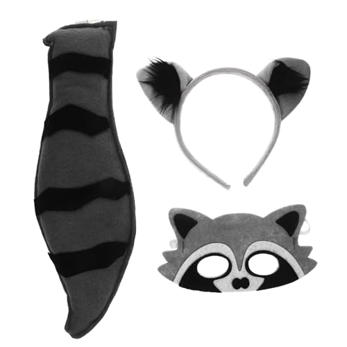 JOINPAYA 1 Set Waschbär Kostü Cosplay Zubehör Mit Ohren Haarreif Maske Und Für Und Erwachsene Ideal Für Party Karneval Und Halloween Veranstaltungen von JOINPAYA