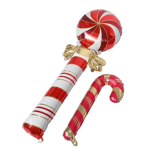 JOINPAYA 1 Set Weihnachten Süßigkeitenballons Süßigkeiten Sticks Weihnachtsliegballon Weihnachtslayout Layout Balloons Party Liefert Dekorative Ballon Aluminium Film Red von JOINPAYA