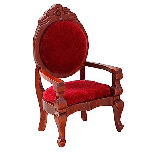 JOINPAYA 1 Stück Mini-möbelmodell Miniatur-puppenhaus Kinderstühle Für Tisch Mini - Kinderspielzeug Vintage Geschnitzter Stuhl Mini-stuhlverzierung Rot Birke von JOINPAYA