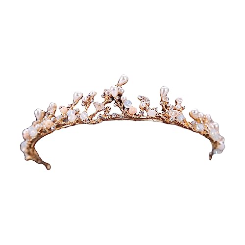 JOINPAYA 1 Stück goldene Kinderkrone Tiara-Kopfschmuck für kleine Mädchen Perlen Tiara kinderkleider kinderkleidung Partykrone für kleine Mädchen exquisiter Kronenkopfschmuck Legierung von JOINPAYA