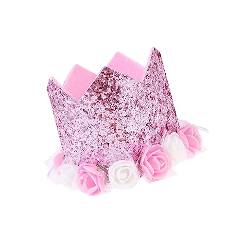JOINPAYA 1stück Junge Mädchen Geburtstagsmütze Mit Blumen Und Pailletten Rosa Krone Für Geburtstagsfeiern Für Jungen Und Mädchen Festliche Partyd Dekorationszubehör von JOINPAYA