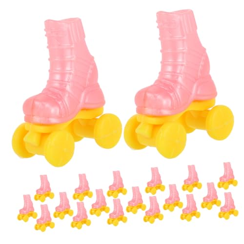 JOINPAYA 10 Paare Rollschuhspielzeug Puppen Accessoires puppenhaus deko Miniatur-Rollschuh Rollschuhe für Puppendekoration Rollschuhe Zubehör Freizeitschuhe Zubehör Mini-Schuhe Plastik Rosa von JOINPAYA