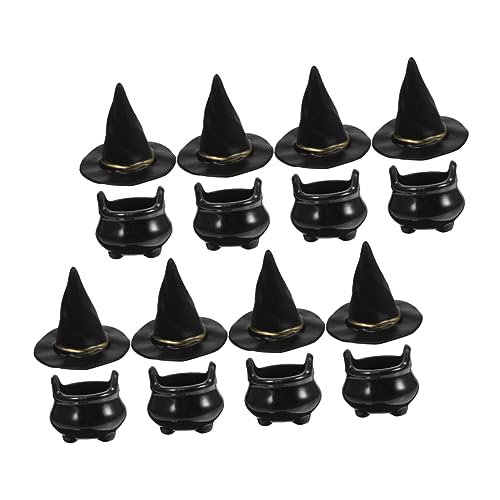 JOINPAYA 10 Sätze Halloween-hexenhut Mini-mülleimer Mit Deckel Abtropfkorb Für Die Küche Mini-kesseltöpfe Kostüm Umhang Mülleimer Für Schlafzimmer Mini-hut Schwanenhals Liner Plastik Black von JOINPAYA