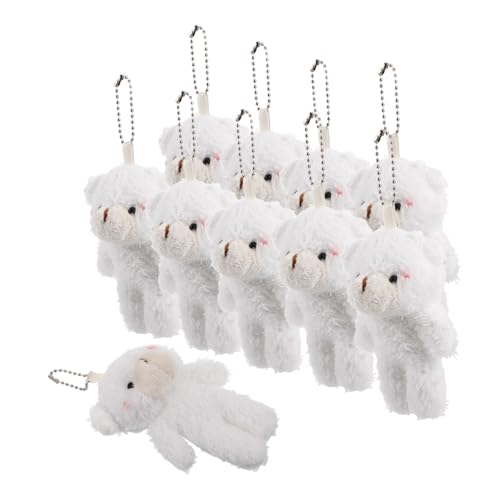 JOINPAYA 10 Stück Bärenanhänger Bär Schlüsselanhänger Mini Bär Plüschtier Mini Bär Mini Plüschbär Partygeschenke tragen Taschenbär Bären strömen kurzer Plüsch Beige von JOINPAYA