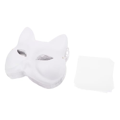 JOINPAYA 10 Stück Fuchsgesichtsmaske Bastel-Gesichtsmaske Fuchsmaske zum Handbemalen Fuchsmasken zum Bemalen DIY unbemalte Fuchsmaske Halloween-Party-Maske Tiergesichtsmaske Mesh-Tuch Weiß von JOINPAYA