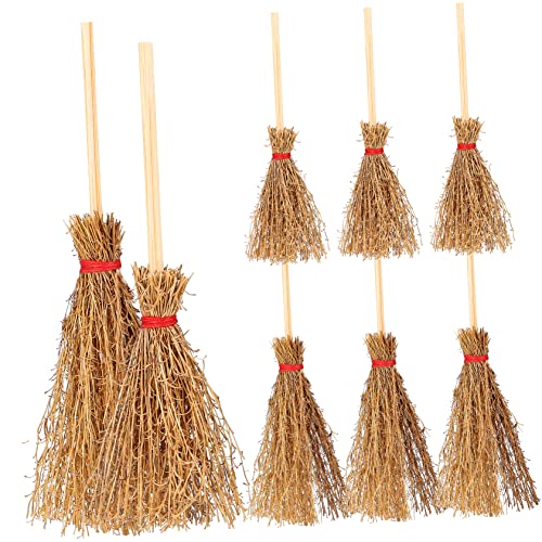 JOINPAYA 10 Stück Handgefertigter Mini-Besen Besenstiel Hexenbesen Sauber Winzig Puppenhaus Größe Breomsticks Dollhouse Mini -strohbrief Party Halloween-bastelbedarf Fegen Buche von JOINPAYA