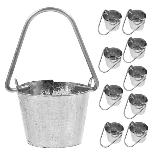 JOINPAYA 10 Stück Miniatur Dekoeimer Mini Hausdekor Winziger Eimer Puppenhaus Outdoor Zubehör Miniatur Gartenzubehör Eimer Modell Eisen Blumeneimer Silbermetall von JOINPAYA