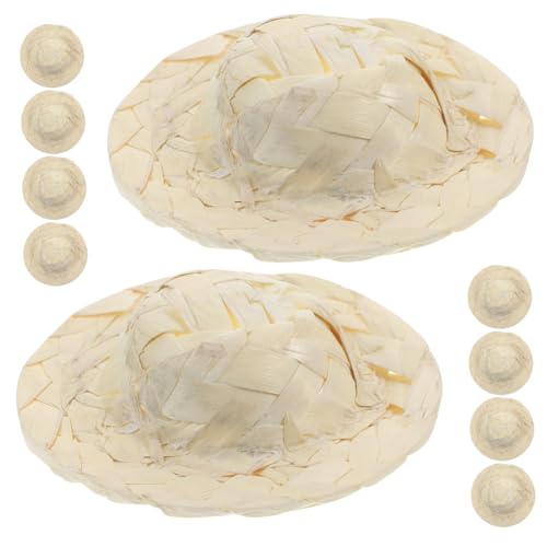 JOINPAYA 10 Stück Puppenmütze Strohhut Zum Basteln Zubehör Für Babypuppen Kleine Bastelhüte Strohhüte Zum Basteln Cowgirlhut Mini-strohhalm Puppenstuben-strohhüte Puppenhauszubehör von JOINPAYA