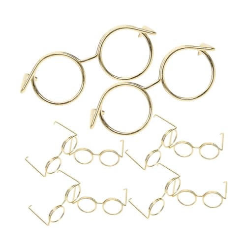 JOINPAYA 10 Stück Puppenzubehör Mini-puppenbrillen-Requisiten Miniatur-Brillen-Requisiten Mini-puppenbrille Zum Basteln Umrandete Puppenbrille Puppenbrillenverzierungen Golden Metall von JOINPAYA