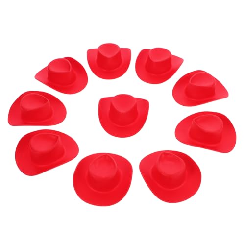 JOINPAYA 10 Stück Spielzeughut Hüte Puppe Cowboy Rand Party Cute deko Cute Decor -Verkleidung doll Accessories ziernieten Kleiner Hut dekoratives Huthandwerk Mini-Hut rot von JOINPAYA