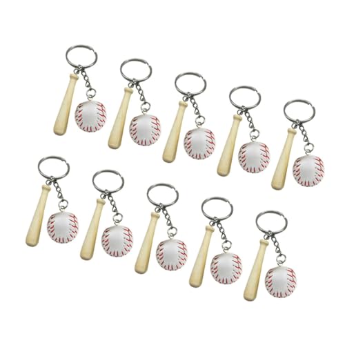 JOINPAYA 10 Stück Teiliges Baseball Schlüsselanhänger aus Holz und PU Mini Baseball Anhänger mit Robustem Design Stilvolle Sporttaschen Schlüsselanhänger für Party deko und DIY zubehör von JOINPAYA