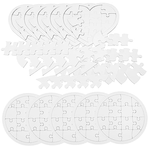 JOINPAYA 10 Stück Teiliges DIY Puzzle für Leere Puzzles zum Bemalen und Gestalten Kreative Bastelprojekte und Frühkindliche Entwicklung Runde und Herzform Papiermaterial Präzise von JOINPAYA