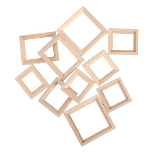 JOINPAYA 10 Stück Teiliges Mini Holzbilderrahmen für Puppenhaus DIY Basteln Naturbelassen Fein Verarbeitet Langlebig Kleine Dekorative Fotorahmen für Miniaturhäuser Elegant und Leicht von JOINPAYA
