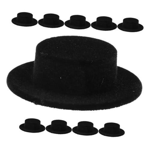 JOINPAYA 10 Stück Teiliges Mini Zylinderhüte aus Schwarzem Veloursstoff Kleine Puppenhüte für DIY Bastelarbeiten Dekorative Mini Hüte für Schneemann und Puppen für Weihnachtsmützen von JOINPAYA