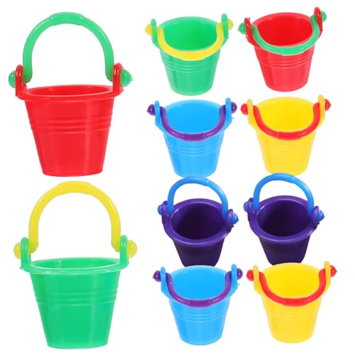 JOINPAYA 10 Stück Teiliges Miniatur Bunter Mini Plastikeimer Vielseitig Einsetzbar als Puppenhaus Dekoration Mikro Landschaftsmodell und DIY Bastelzubehör Langlebig und Detailgetreu von JOINPAYA