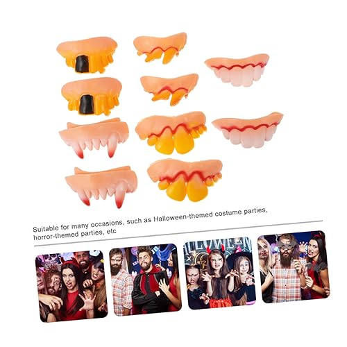 JOINPAYA 10stücke Halloween Fake Zähne Halloween Requisiten Für Kostümparty Abgenutzte Und Gruselige Denturen Verschiedenen Designs Für von JOINPAYA