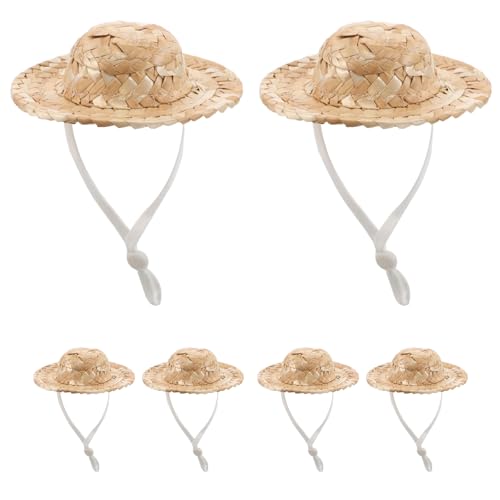 JOINPAYA 10 Stück kleine handgewebte Strohhüte für Puppen, Miniatur-Puppenhaus, Mini-Sombreros für mexikanische Fiesta, zum Selbermachen, Basteln, Puppendekorationen von JOINPAYA