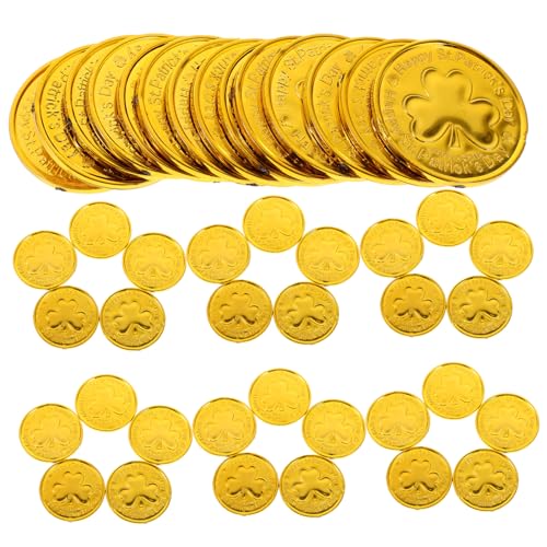 JOINPAYA 100 Stück Kleeblatt-münze Hängende Dekorationen Für Partys Schüttgut Frühlingsparty Dekorationen Mini Patricks Kleeblätter Heilige Grün Kleeblattmünzenmasse Golden Plastik von JOINPAYA